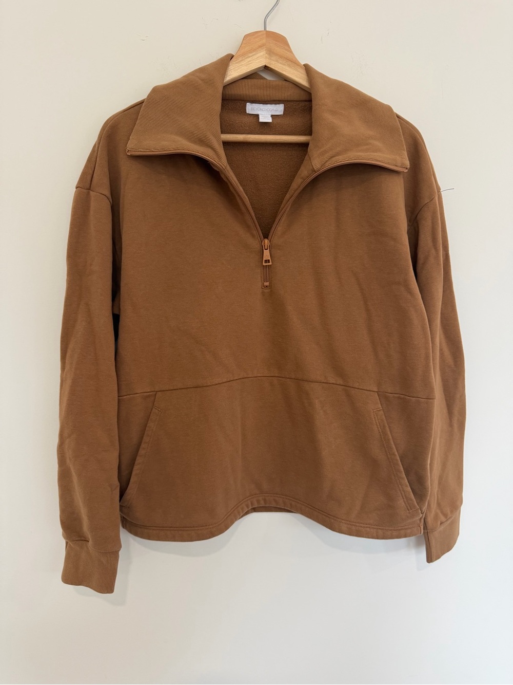 Beyond Yoga Half-Zip Pullover Hoodie - Brown camel